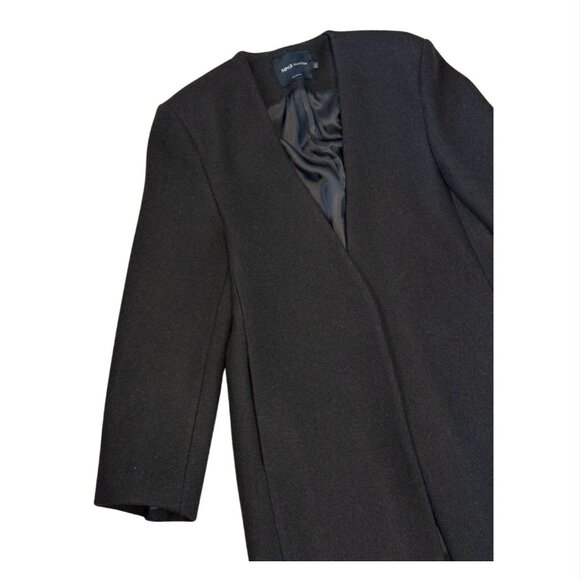 MANGO Selection Capsule wool mix collarless tailored maxi coat brown $299 EUC S - Picture 4 of 4